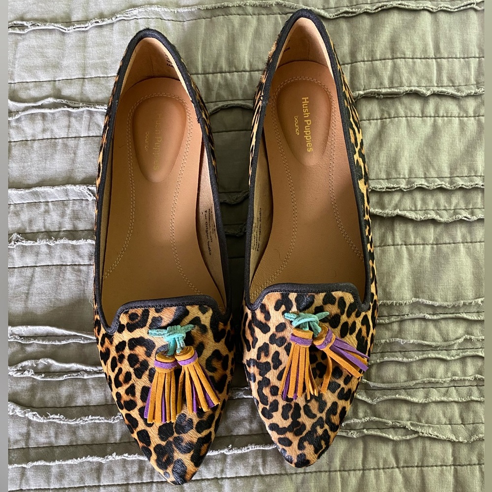 Hush Puppies bounce leopard print tassel flat